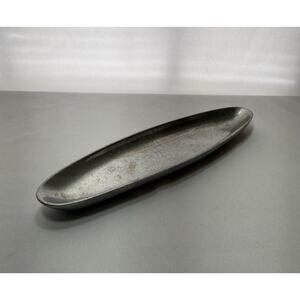 Vintage Peltrina Stamped Canoe Shaped 10.5 Long Metal Serving Dish MCM